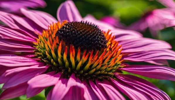 Echinacea beautiful purple flower with orange center