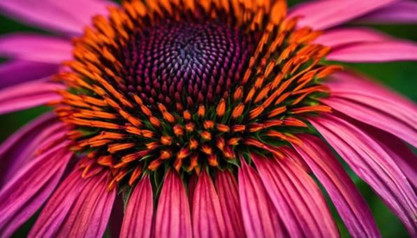 A close up of a pink flower with orange centers known for its benefits of Standard Process' Echinacea Premium.