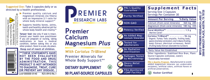 Calcium Magnesium Plus, Premier (90 caps)