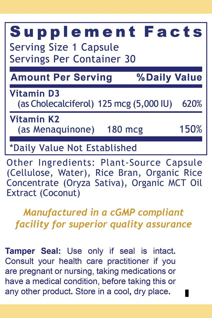 Vegan D3/K2 Capsule, Premier (30 caps)