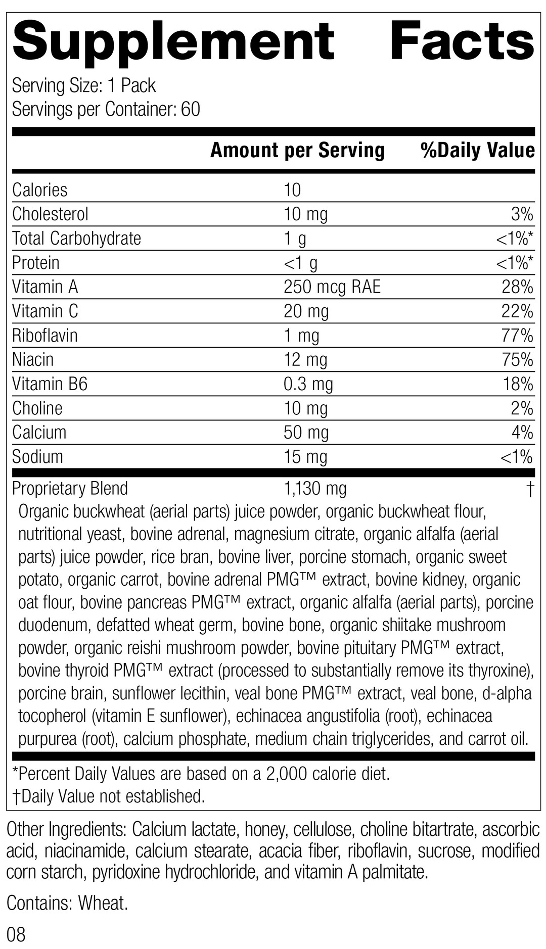 Adrenal Health Pack, Rev 08 Supplement Facts