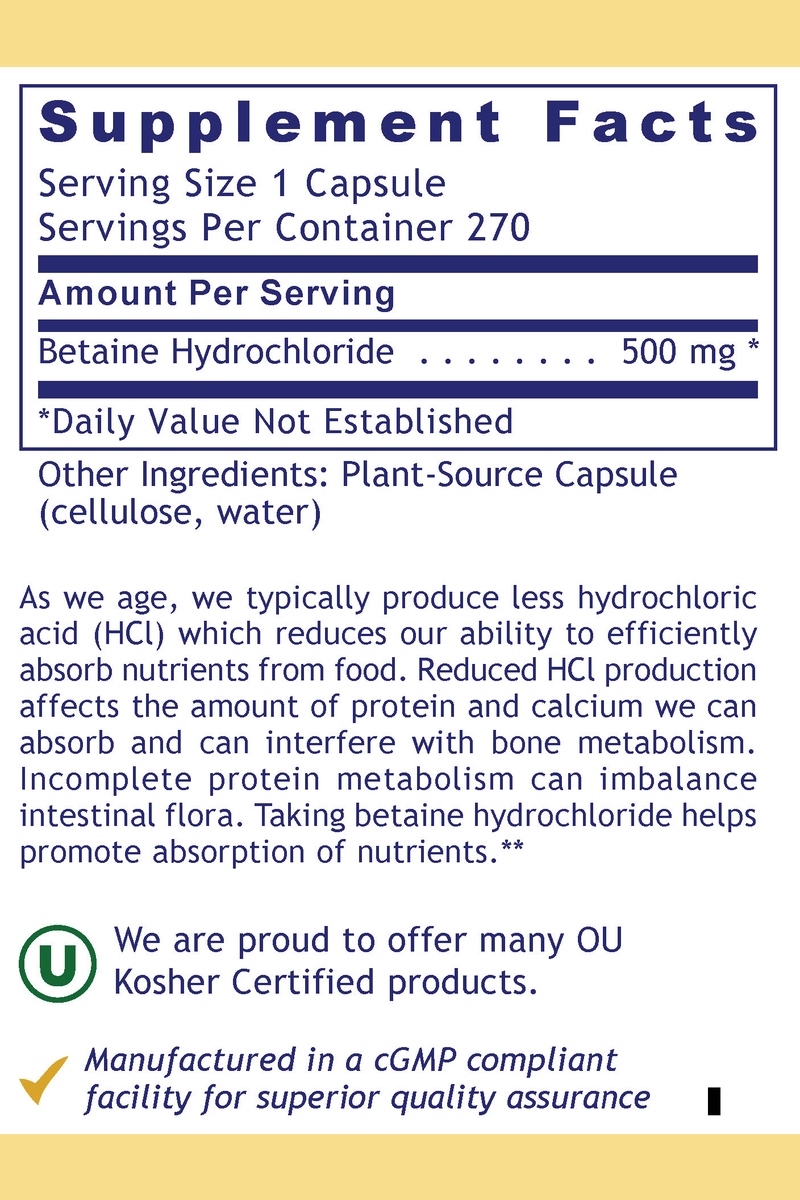 HCL, Premier  - 270 capsules