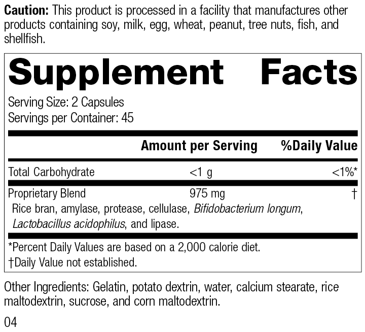 Lact-ENZ 5130 Rev 04 Supplement Facts