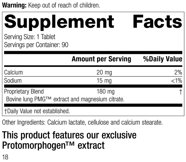 Pneumotrophin PMG®, Rev 16 Supplement Facts