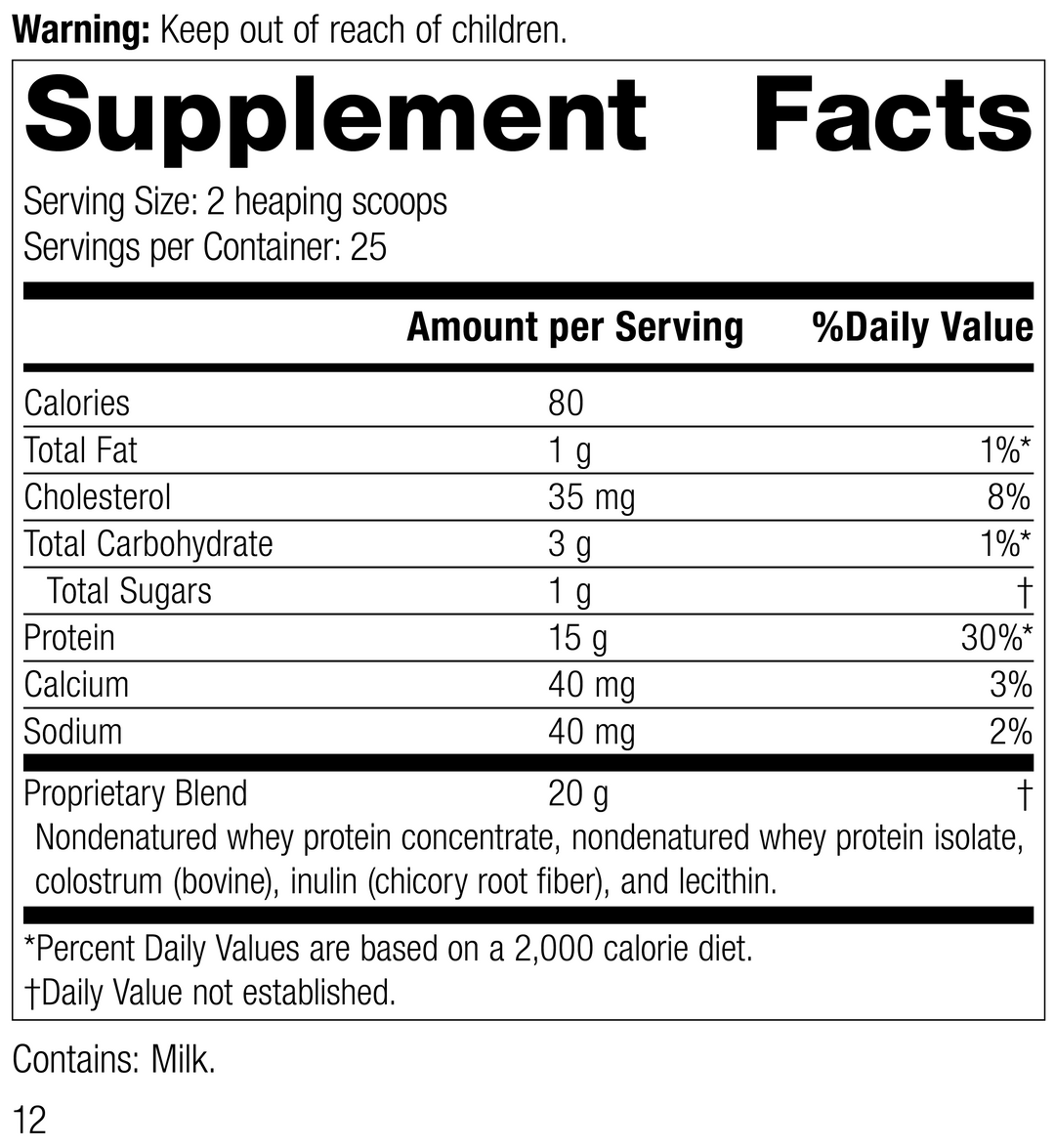 Whey Pro Complete, 1.3 lbs. (600 g), Rev 11 Supplement Facts