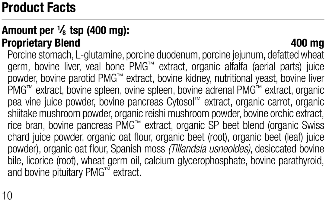 supplement fact label