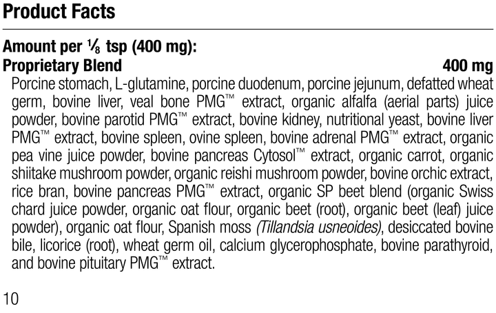 supplement fact label